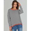 ANRABESS Womens Striped Sweaters Long Sleeve Top Crewneck Color Block