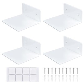 elthmpr Wandregal Weiß, Wandregal Klein 4 Stück Bad Regal Wand Weiß 10CM Schwimmende Regale Acryl Ohne Bohren Mini Wand Montierte Display Regal Rack für Küche Wohnzimmer Schlafzimmer Badezimmer