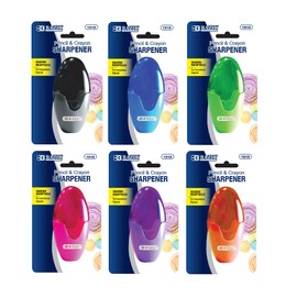 BAZIC Pencil Sharpener Xtreme Oval Single Hole Blade w/Receptacle, Standard Size Pencils Crayon, One Blades Sharpeners for School Office, 24-Pack