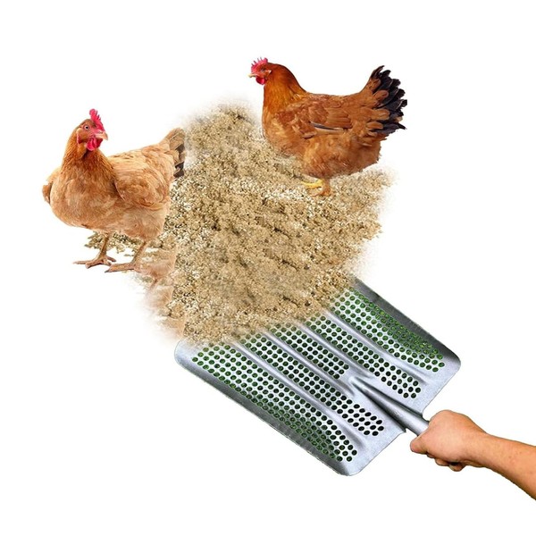 2-in-1 Chicken Poop Scooper,Sifting Scoop,15inch Large Chicken Poop Iron Shovel