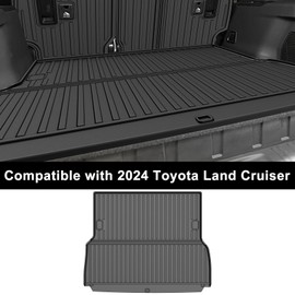 AOMSAZTO Cargo Mat and Backrest Mat Compatible with Toyota Land Cruiser 2024-2025: TPE All Weather Protection Car Cargo Liner - 1st & 2nd Row - Rubber Trunk Mat (Only for 5 Seat)