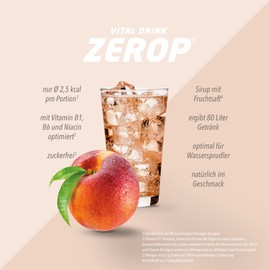 Best Body Nutrition Vital Drink ZEROP® - Eistee-Pfirsich, Original Getränkekonzentrat - Sirup - zuckerfrei, 1:80 ergibt 40 Liter Fertiggetränk, 500 ml