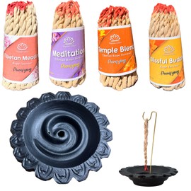 Tibetan Rope Incense Meditation Bundle with Ceramic Burner by Tibetan Lotus