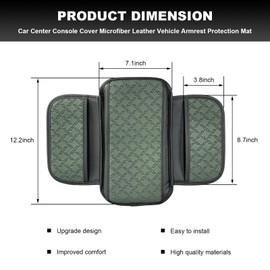 NYTKL Car Center Console Cover, 12.2"x7.1" Auto Arm Rest Pillow Foam Pad with 2 Storage Bags, Waterproof Microfiber Leather Armrest Box Protector Organizer for Most Car Truck SUV (Black Green)