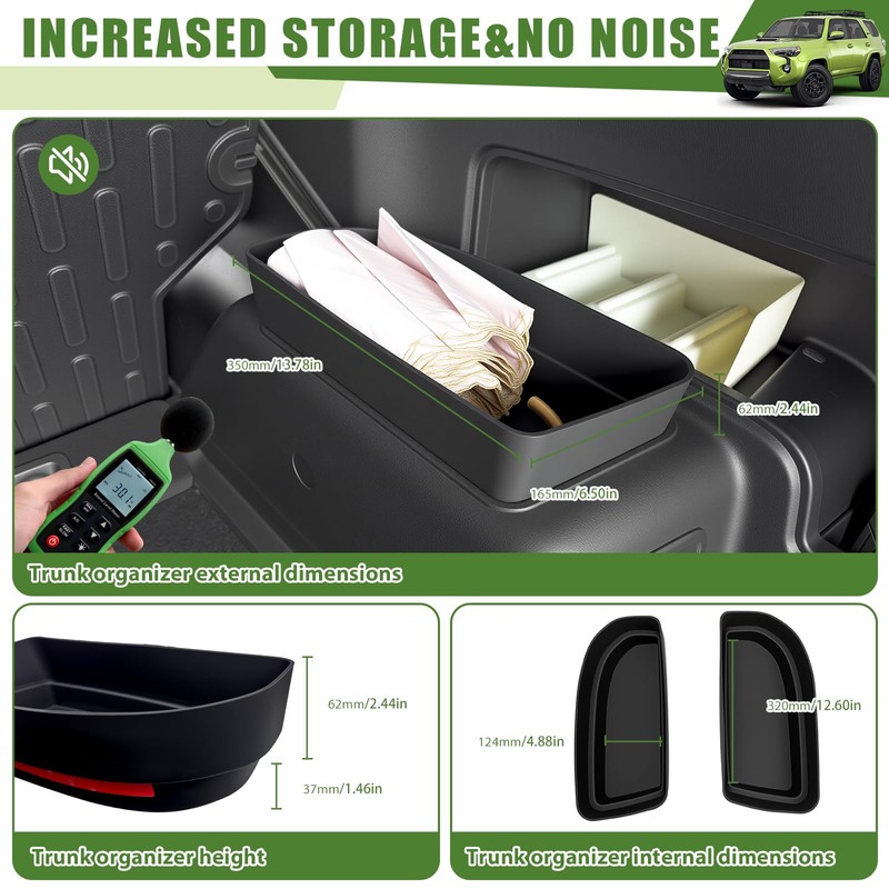 Qyebbk Trunk Organizer for 2010-2024 Toyota 4Runner 5-Seat 2nd Row(NOT