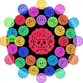 GRUPO CARNAVALLIA 100 pzas de Papel Picado Calaveras Coloridas Decoración Ofrenda Altar Día Muertos Fiesta Mexicana