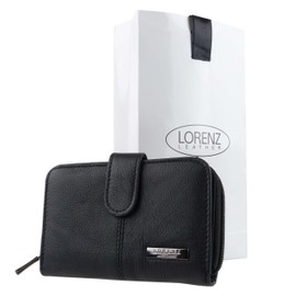 Lorenz Ladies Zip Around Purse Black