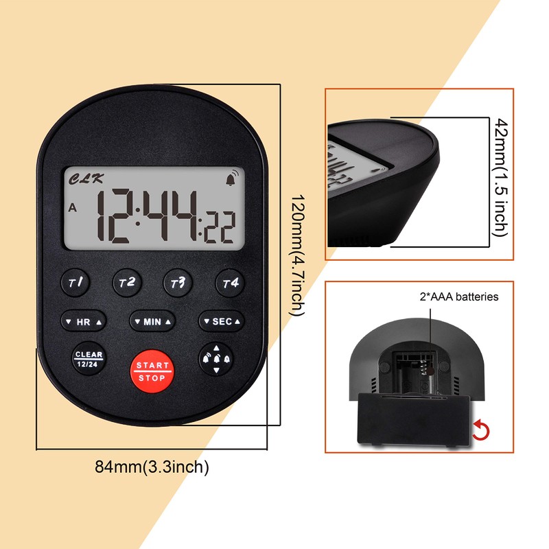 HonorMeet Digital Table-top Timer, 4 Activities Count Down/Count up,Real-time Clock