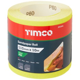 TIMCO 60 Grit Sandpaper Roll - Yellow - 115mm x 10m