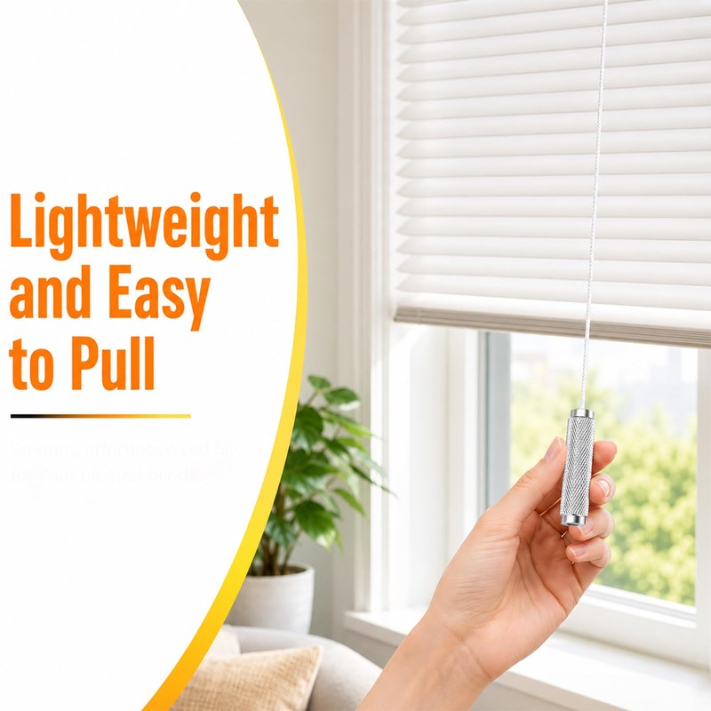 Bathroom Light Pull Cord Handle Knurled Chrome with 150cm String