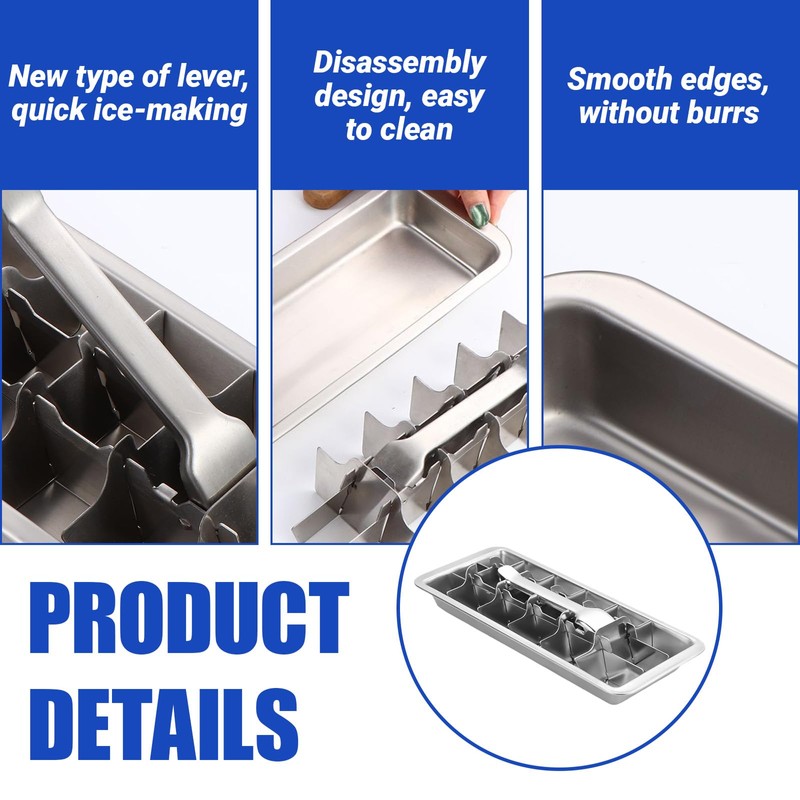 2 Pcak 18-Slot Ice Cube Trays Stainless Steel - Professional