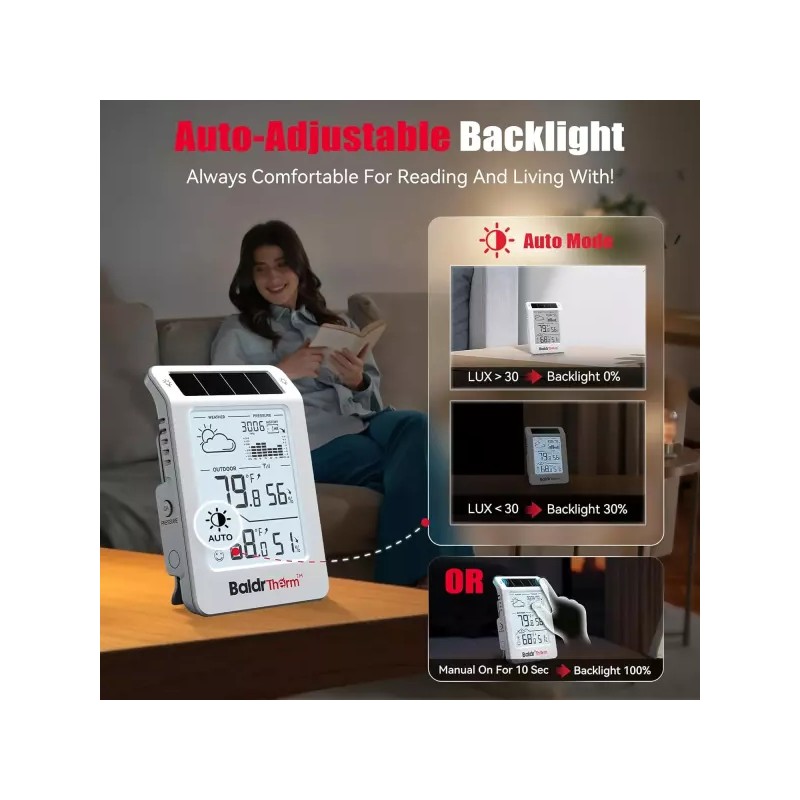 BaldrTherm 무선 기상 관측소 듀얼 존 실내 및 실외/집 온도