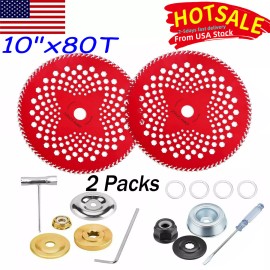 HK 2 Pack 10" x80T Carbide Tip Brush Cutter Blades Weed Eater Blades