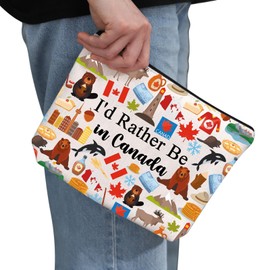 G2TUP Canada Travel Gift I'd Rather Be in Canada Makeup Bag Canada Lover Cosmetic Bag Canada Sightseeing Gift Canadian Gift (Be in Canada MB)