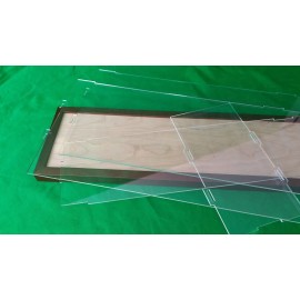 AcrylicJob 15"L x 4"W x 12"H display case with 1/8" thick acrylic brown wood frame base