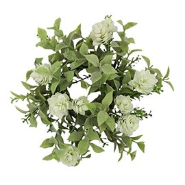 Vintage 8-inch (3.1-inch Inner Ring) Artifical Irish Hops Foliage Candle Ring Green Cream