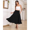 LOUSGUTA Women's Black Midi Skirt Flowy Ruffle Tiered High Elastic
