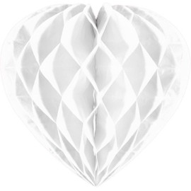 Carta a nido d’ape a forma di cuore bianca - 30 cm