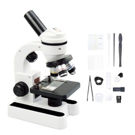 Grampus Portable LED Monocular Student Compound Microscope, 40X-800X Magnification with LED Illumination, Microscope Slide Kit for Adults Kids, Home, School, Science Labs and STEM Learning