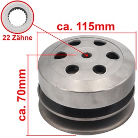 Area1 Replacement Converter + Clutch + Bell 107 mm 50 cc China 4T Motor Compatible with Lingtian Vanguard Tauris TNT Motor Rivero Neco Luxxon JMSTAR JINLUN EUROCKA