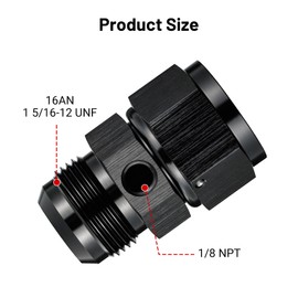 EVIL ENERGY 16AN Male Flare to -16 Female Swivel with 1/8" NPT Gauge Port Fuel Pressure Take off Fitting Adapter Aluminum