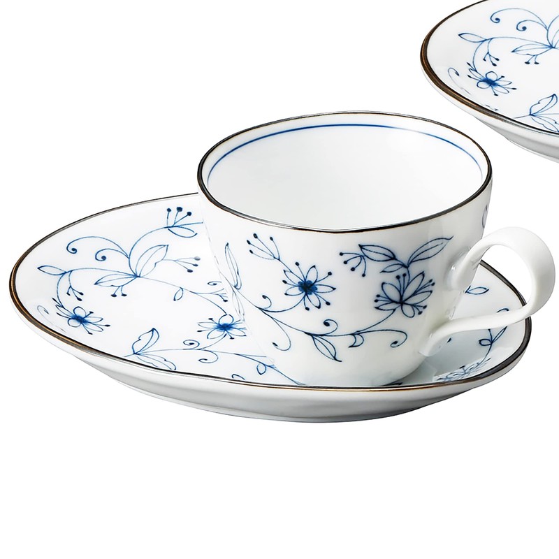 Japanese Pottery Cup_Saucer, Blue, 7.8 fl oz (200 ml), B40187180,