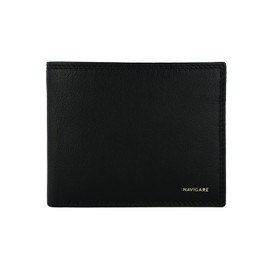 Navigare Men's Genuine Leather Wallet with Gift Box Black and Jeans without Wallet, black, Classic