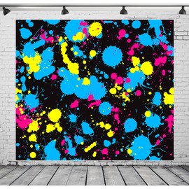 Loccor Fabric 6x6ft Glow in The Dark Backdrop Slime Happy Birthday Party Backdrops Abstract Graffiti Style Photography Background Sleepover Party Decorations Baby Shower for Kids Photo Booth Props