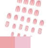 Uñas postizas cortas cuadradas de acrílico blanco con diseños florales,