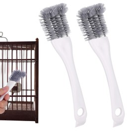 2pcs Bird Cage Cleaner with Long Handle, Bird Cage Brush Droppings Removal Tool for Small Animals Remover Parrot Bath Perches Cleaning Accessories