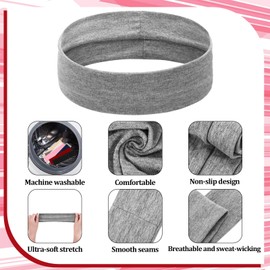 7cm Wide Headbands for Women's Hair 8 pack Sports Running Headband Non Slip for Women Men Elastic Sweat Bands Soft Fabric Hair Bands for Workout,Makeup, Yoga 2