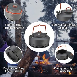 Bulin Kettle Camping Outdoor Cooking Equipment Lightweight Foldable Kettle Collects Warming Ring Design, Durable Aluminium Pan Coffee Pot Teapot Carry Bag (1.6 L)