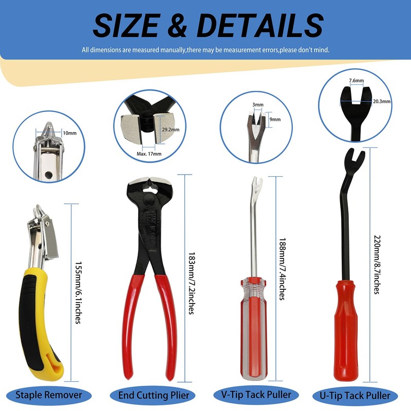 Didamx 4Pcs Upholstery Staple Nail Remover Tack Puller Tools Set,