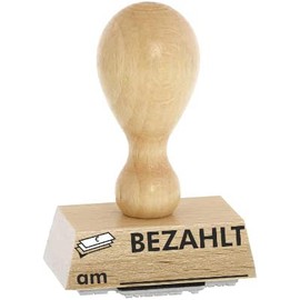 Kaufhaus2010 Office Stamp / Stock Text - PAID - by Kaufhaus2010 Beech Wood Stamp - Warehouse Text Stamp for Labelling Invoices and Other Documents 4 cm Long