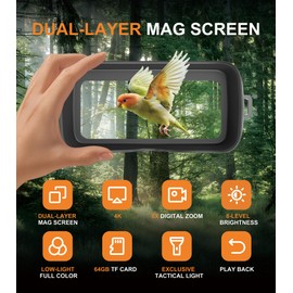 Night Vision Goggles - Eagle 4K Night Vision Binoculars for Adults with Dual-Lens Magnified Display, 3 IR Modes, 8X Zoom, 3'' HD Screen, 5000mAh Battery, 64GB Card, for Outdoor & Hunting