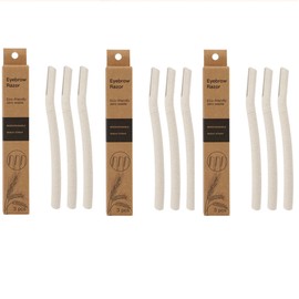 Set of 9 Eyebrow Facial Razors, Dermaplaning Tool with Non-Allergenic Stainless Steel Blades, Biodegradable Wheat Straw Handle, Perfect for Eyebrow Shaping and Facial Hair Removal