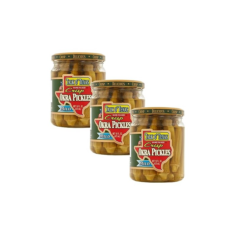 Talk O' Texas Crisp Okra Pickles Mild 16 Oz (Pack