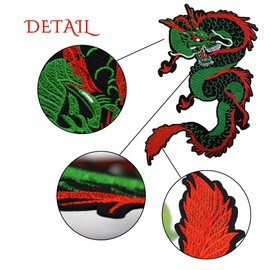 Dragon Iron on Patches Appliques Embroidered Patches Chinese Dragon Sew on Appliques for Clothes Jeans Hat Shirt Bags Decorations (Green Dragon)