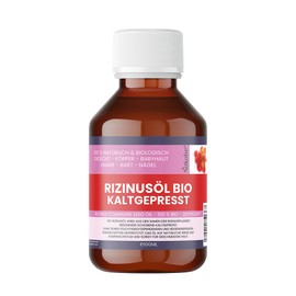 Organic Castor Oil 100 ml - 100% Cold Pressed & Natural - For Hair, Nails, Eyelashes & Skin - Vegan, No Additives - Nakobe