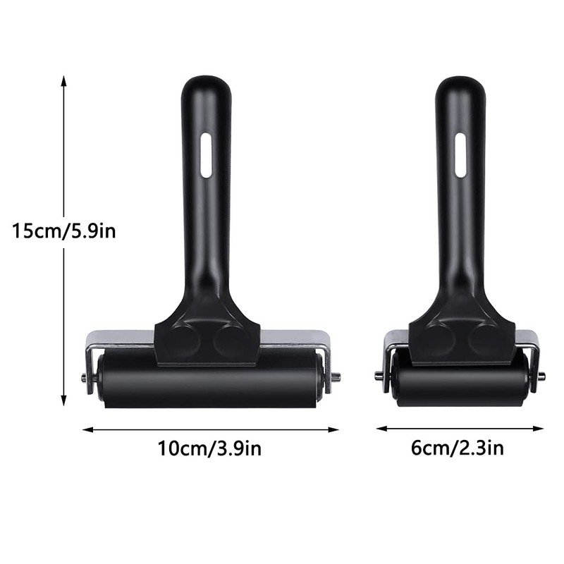 Rayong Pack of 2 Rubber Roller Brayer Roller Hard Rubber