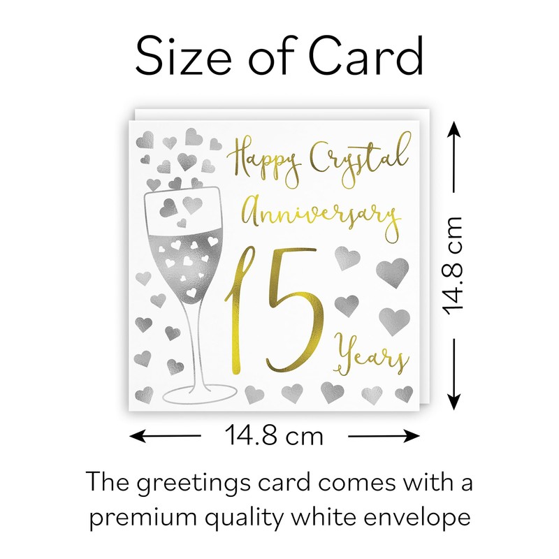 Hunts England - 15th Wedding Anniversary Card - Happy Crystal