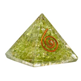 Peridot Small Orgone Pyramid for Protection, Negative Energy Protection and Crystal Grid - DIY Pyramid for Necklace Pendant (Pack of 1, 30x30mm)
