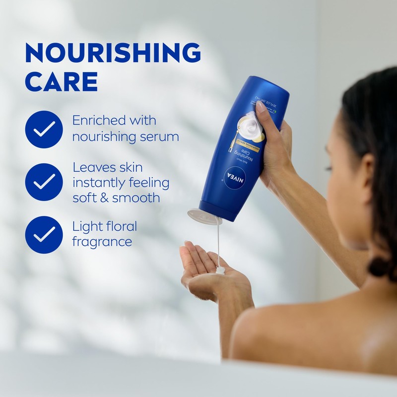 NIVEA Nourishing Care Body Wash with Nourishing Serum, Moisturizing Body