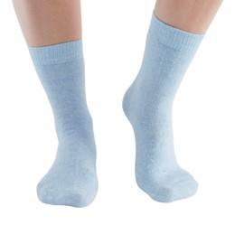 SeriouslySillySocks Women Cashmere Merino Wool Blend Crew Lounge Bed Outdoor Sock 2 Pair Set Med UK 3-7 Size Plain Soft Blue Grey Thermal Very Warm