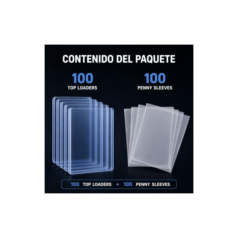 200 PIEZAS, Fundas para Tarjetas Coleccionables, Top Loaders Compatibles con