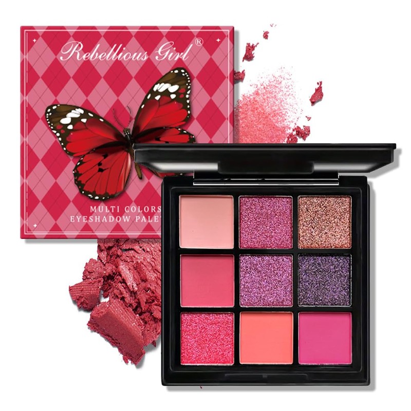 Mini 9 Cool Shade Eyeshadow Palette Black Smokey Matte Glitter