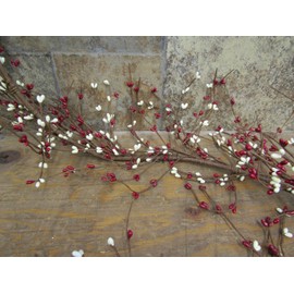 KMI Gorgeous Primitive 55" Cream and RED Pip Rice Berry Garland Flexible & Bendable