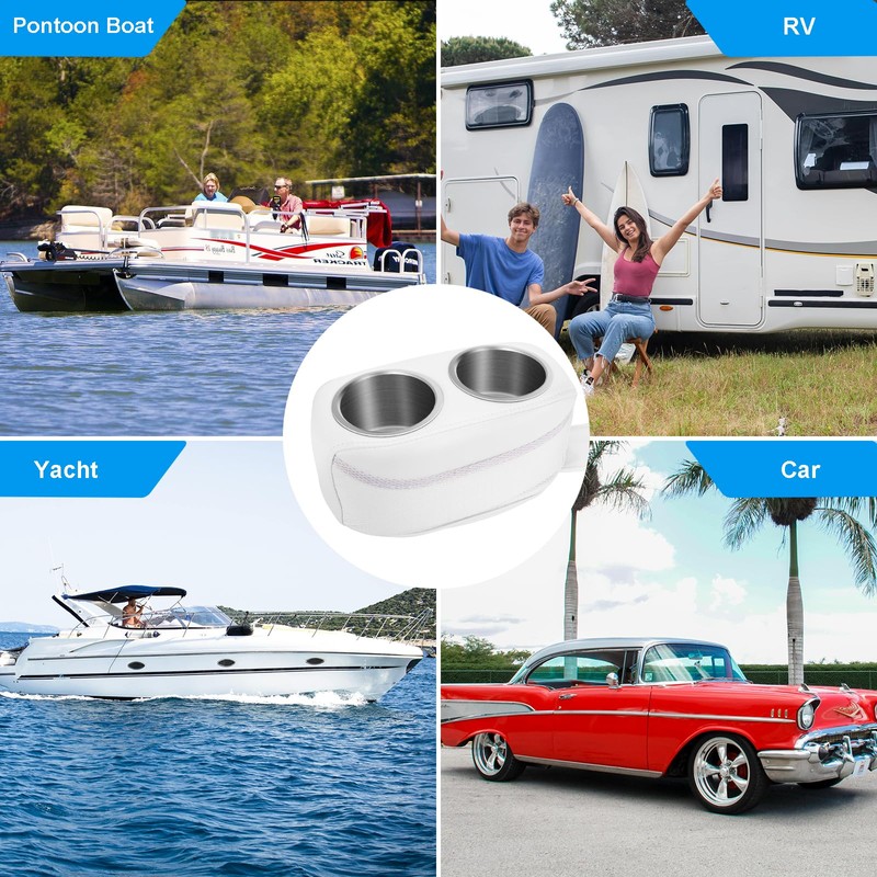 Pontoon Cup Holder, Double Drink Holder for Boat, Stainless Steel