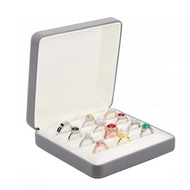 Ring Storage Boxes for Multiple Rings, Compact and Stylish Travel Jewelry case, Portable Small jewelry Organizer Box Tray Gift for Women, Girl(Grey)
