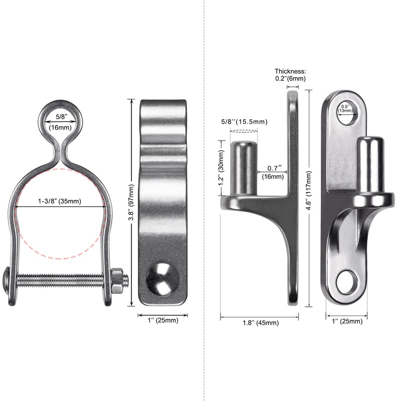 Insaga 2Pack Wall Mount Gate Hinge | 1-3/8'' Chain Link